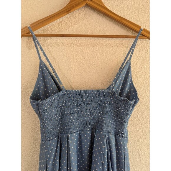 Bonnie Bell Blue and White Polka Dot Midi Flare Dress Size Medium - Picture 8 of 13